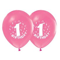 1+1 1 Yaş Baskılı Pembe  Balon